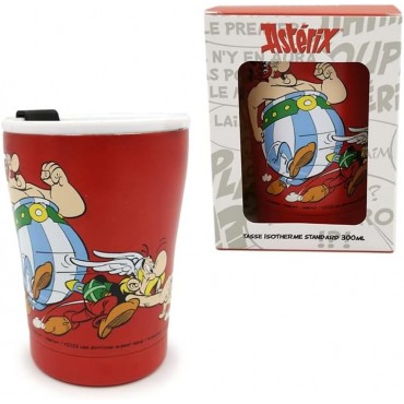 Taza Térmica Astérix Y Obélix Con Tapa Metálica 300 mls