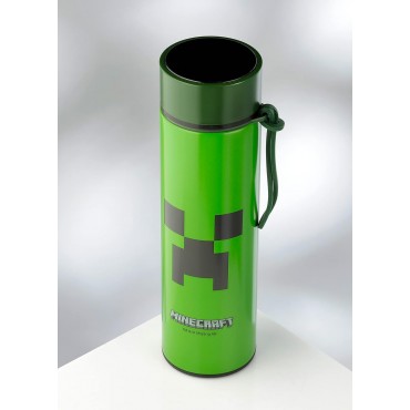 Botella Térmica Creeper Minecraft Con Termómetro Metálica 450 mls