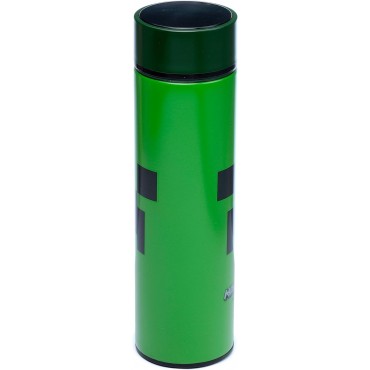 Botella Térmica Creeper Minecraft Con Termómetro Metálica 450 mls