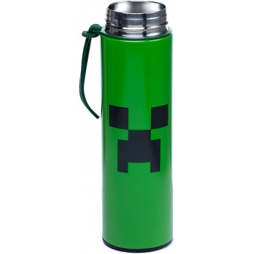 Botella Térmica Creeper Minecraft Con Termómetro Metálica 450 mls
