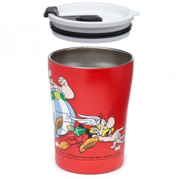 Taza Térmica Astérix Y Obélix Con Tapa Metálica 300 mls