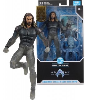 Figura Aquaman Stealth Suit Con Topo Aquaman Y El Reino Perdido Articulada 18 cms