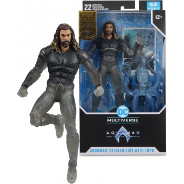Figura Aquaman Stealth Suit Con Topo Aquaman Y El Reino Perdido Articulada 18 cms
