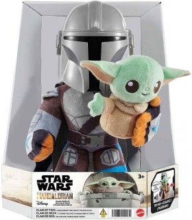 Peluche Clan De Dos The Mandalorian Con Grogu Con Sonido Star Wars 27 cms