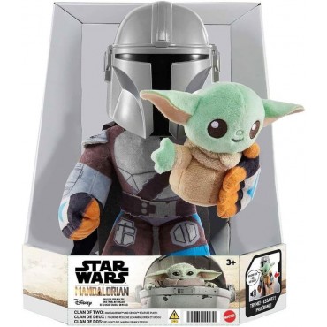 Peluche Clan De Dos The Mandalorian Con Grogu Con Sonido Star Wars 27 cms