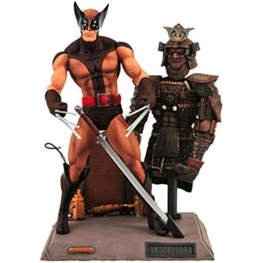 Figura Lobezno Traje Marrón Samurai Diorama Brown Uniform Wolverine X-Men Marvel Articulada 18 cms