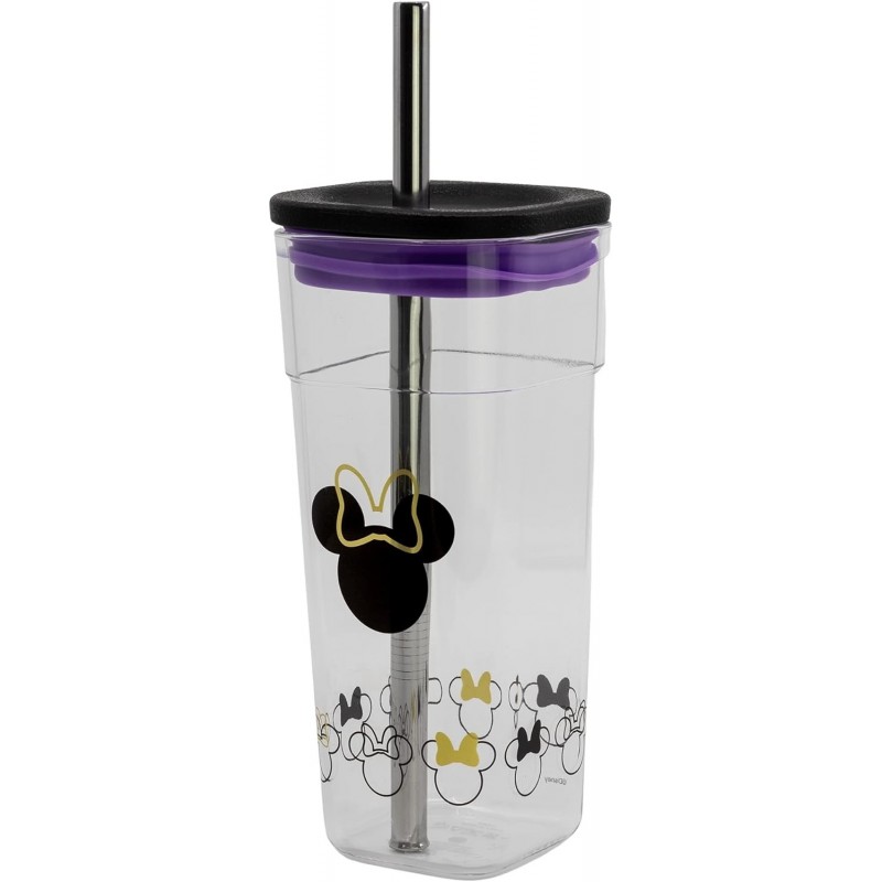 Vaso Minnie Mouse Cube Disney Acrílico Con Pajita De Acero 540 mls