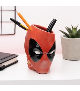 Bote Para Bolígrafos O Planta Deadpool Marvel Cerámica 13 cms