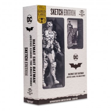 Figura Batman Hazmat Suit Justice League The Amazo Virus Edición Limitada DC Sketch Edition Articulada 18 cms