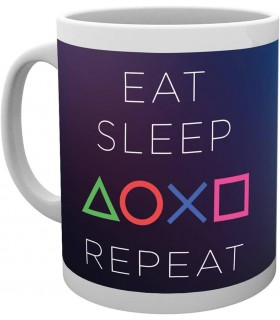 Taza Eat Sleep Repeat Play Station Cerámica 320 mls