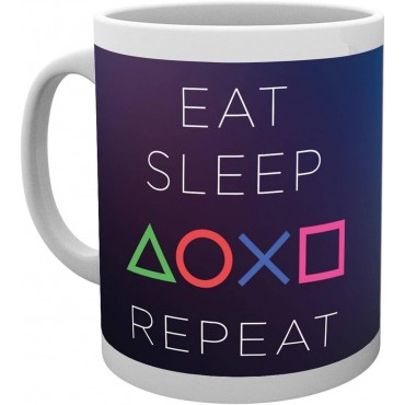 Taza Eat Sleep Repeat Play Station Cerámica 320 mls