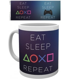 Taza Eat Sleep Repeat Play Station Cerámica 320 mls