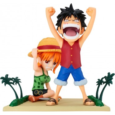 Figura Monkey D. Luffy & Nami One Piece Log Stories 7 cms