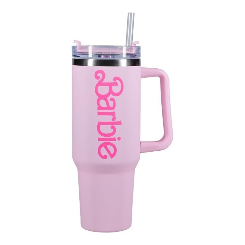 Vaso Termo XL Logo Barbie Con Pajita Soft Touch 1200 mls
