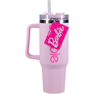 Vaso Termo XL Logo Barbie Con Pajita Soft Touch 1200 mls