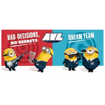 Taza Los Minions Bad Decisions, No Regrets - Drea Team - Gru 4 Cerámica 320 mls