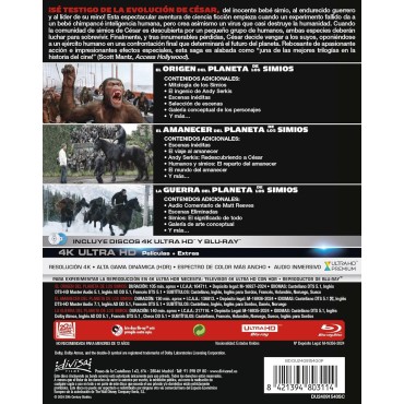 El Planeta de los Simios (Trilogía) [4K UHD+Blu-ray] Planet of the Apes