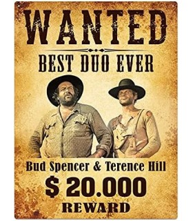 Placa Metálica 3D Bud Spencer & Terence Hill Cartel Se Busca