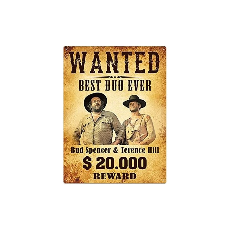 Placa Metálica 3D Bud Spencer & Terence Hill Cartel Se Busca