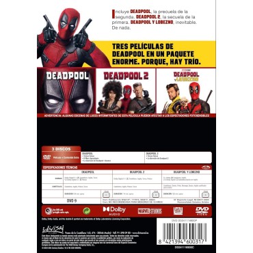 Deadpool + Deadpool 2 + Deadpool y Lobezno [DVD] (2016,2018,2024) Deadpool + Deadpool 2 + Deadpool & Wolverine