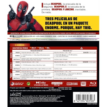 Deadpool + Deadpool 2 + Deadpool y Lobezno [4K UHD,Blu-ray] (2016,2018,2024) Deadpool + Deadpool 2 + Deadpool & Wolverine