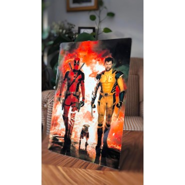Placa Decorativa Deadpool Contra Lobezno Marvel Metálica Cuadro Póster HD