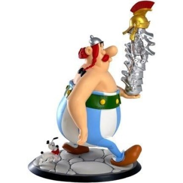 Figura Obélix Con Pila De Cascos Romanos Astérix y Obélix Estatua 30 cms