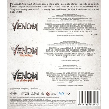 Venom + Venom: Habrá Matanza + Venom: El Último Baile [Blu-ray] (2018,2021,2024) Venom + Venom: Let There Be Carnage + Venom: Th