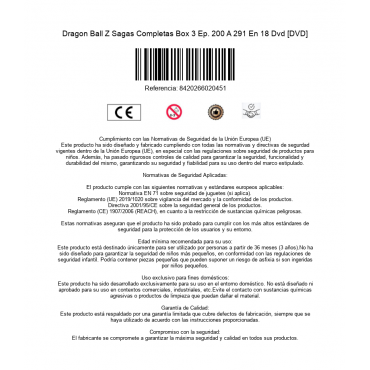 Dragon Ball Z Sagas Completas Box 3 Ep. 200 A 291 En 18 Dvd [DVD]