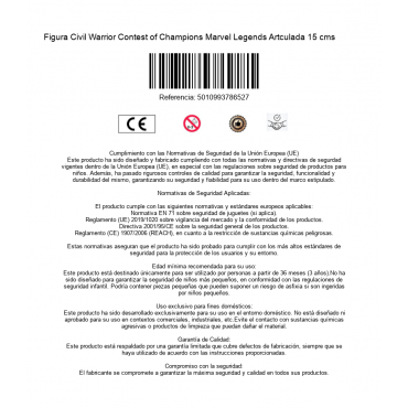 Figura Civil Warrior Contest of Champions Marvel Legends Artculada 15 cms             