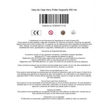 Vaso de Viaje Harry Potter Hogwarts 450 mls