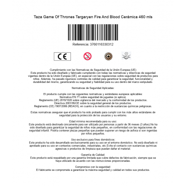 Taza Game Of Thrones Targaryen Fire And Blood Cerámica 460 mls