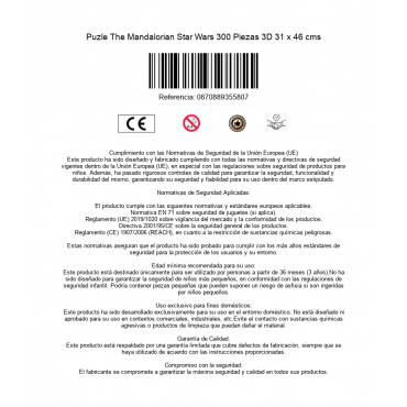 Puzle The Mandalorian Star Wars 300 Piezas 3D 31 x 46 cms