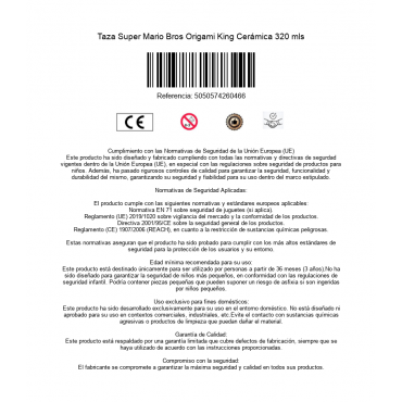 Taza Super Mario Bros Origami King Cerámica 320 mls