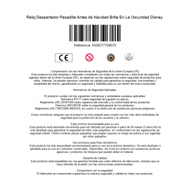 Reloj Despertador Pesadilla Antes de Navidad Brilla En La Oscuridad Disney 