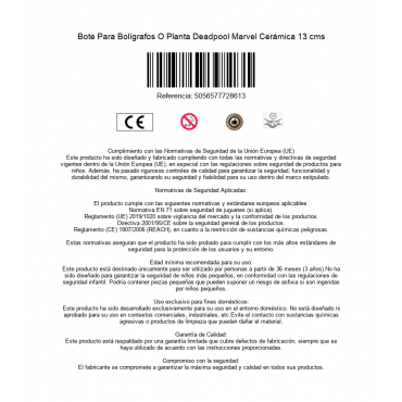 Bote Para Bolígrafos O Planta Deadpool Marvel Cerámica 13 cms