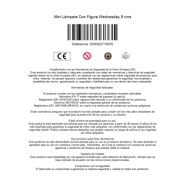 Mini Lámpara Con Figura Wednesday 9 cms