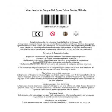 Vaso Lenticular Dragon Ball Super Future Trunks 500 mls