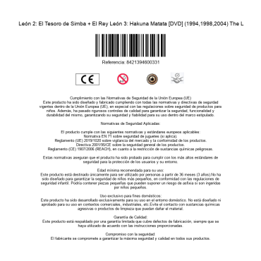 El Rey León + El Rey León 2: El Tesoro de Simba + El Rey León 3: Hakuna Matata [DVD] (1994,1998,2004) The Lion King + The Lion K