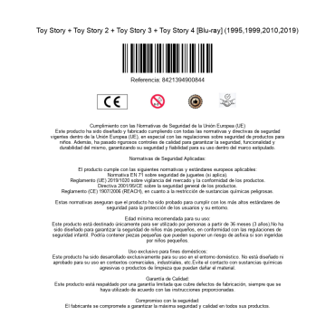 Toy Story + Toy Story 2 + Toy Story 3 + Toy Story 4 [Blu-ray] (1995,1999,2010,2019)