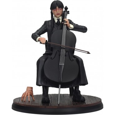 Figura Wednesday & Thing Con Violonchelo Miércoles Y Cosa Wednesday Movie Icons Estatua 15 cms