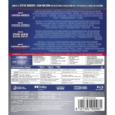 Capitán América: Colección 4 Películas (4 discos, Edición con funda) [Blu-ray] (Varios años) Captain America