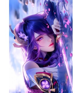 Placa Decorativa Raiden Shogun Inazuma Metálica Cuadro Póster HD 