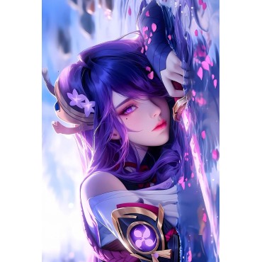 Placa Decorativa Raiden Shogun Inazuma Metálica Cuadro Póster HD 