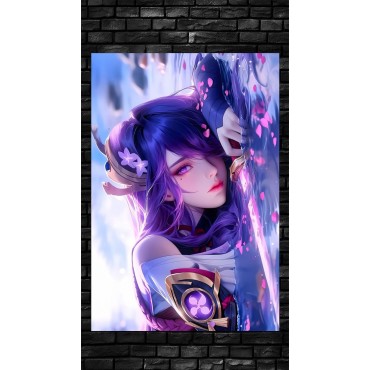 Placa Decorativa Raiden Shogun Inazuma Metálica Cuadro Póster HD 