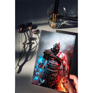 Placa Decorativa Kratos God of War Metálica Cuadro Póster HD