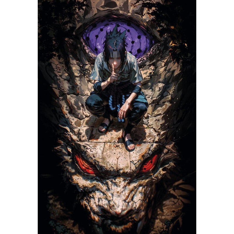 Placa Decorativa Sasuke Uchiha Naruto Metálica Cuadro Póster HD 