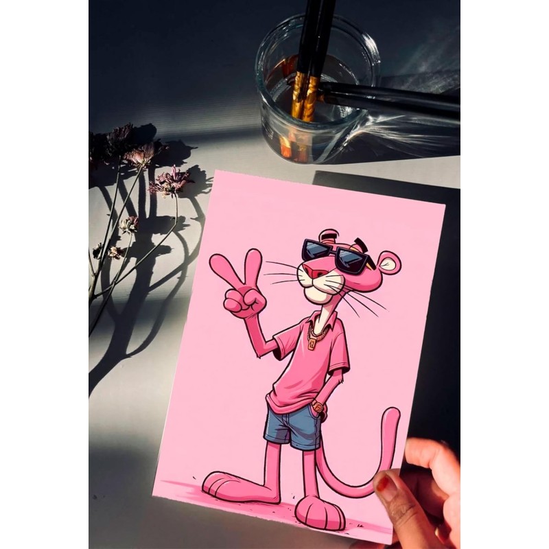 Frikiverso Placa Decorativa La Pantera Rosa Metálica Cuadro Póster HD