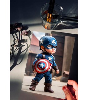 Placa Decorativa Baby Capitán América CHIBI Metálica Cuadro Póster HD