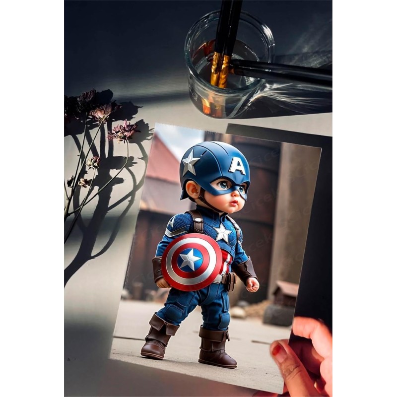 Placa Decorativa Baby Capitán América CHIBI Metálica Cuadro Póster HD